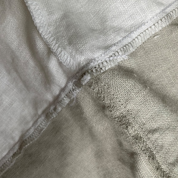 Voluminous Linen Maxi Dress White/Grey Colour Block Sundress Made in EU Size XL - Picture 12 of 16